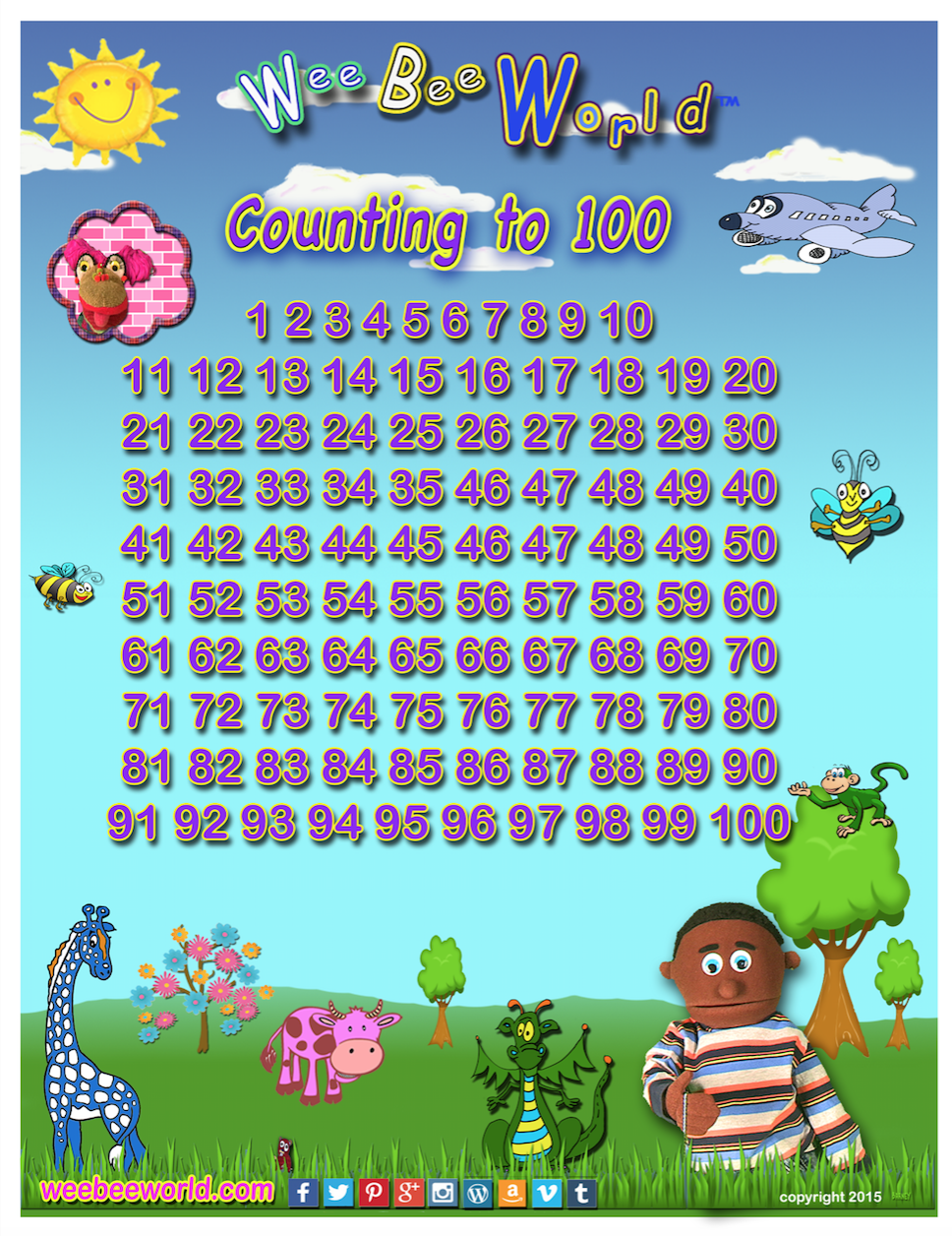 Count to 100 Mini Poster